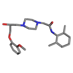 Latixa 750 mg 60 Tablet (Ranolazin) Kimyasal Yapısı (3 D)