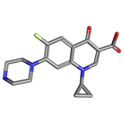 Cipro 500 mg 14 Tablet (Siprofloksasin) Kimyasal Yapısı (3 D)