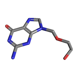 Zovirax 250 mg 5 Flakon (Asiklovir) Kimyasal Yapısı (3 D)