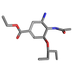 Tamiflu 75 mg 10 Kapsül (Oseltamivir) Kimyasal Yapısı (3 D)