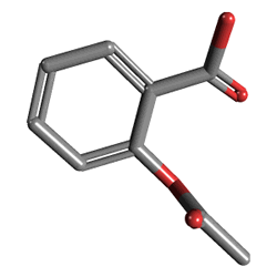 ASPEGIC 1 GR TOZ+SOLVAN 6 AMPUL (Asetilsalisilik Asit) Kimyasal Yapısı (3 D)