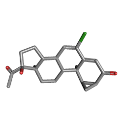 Androcur 100 mg 30 Tablet () Kimyasal Yapısı (3 D)