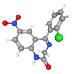 Rivotril Damla 2.5 mg/1 ml 10 ml (Klonazepam) Kimyasal Yapısı (3 D)