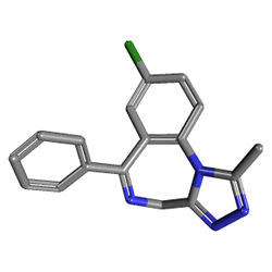 Slabina 0.25 mg 30 Tablet (Alprazolam) Kimyasal Yapısı (3 D)